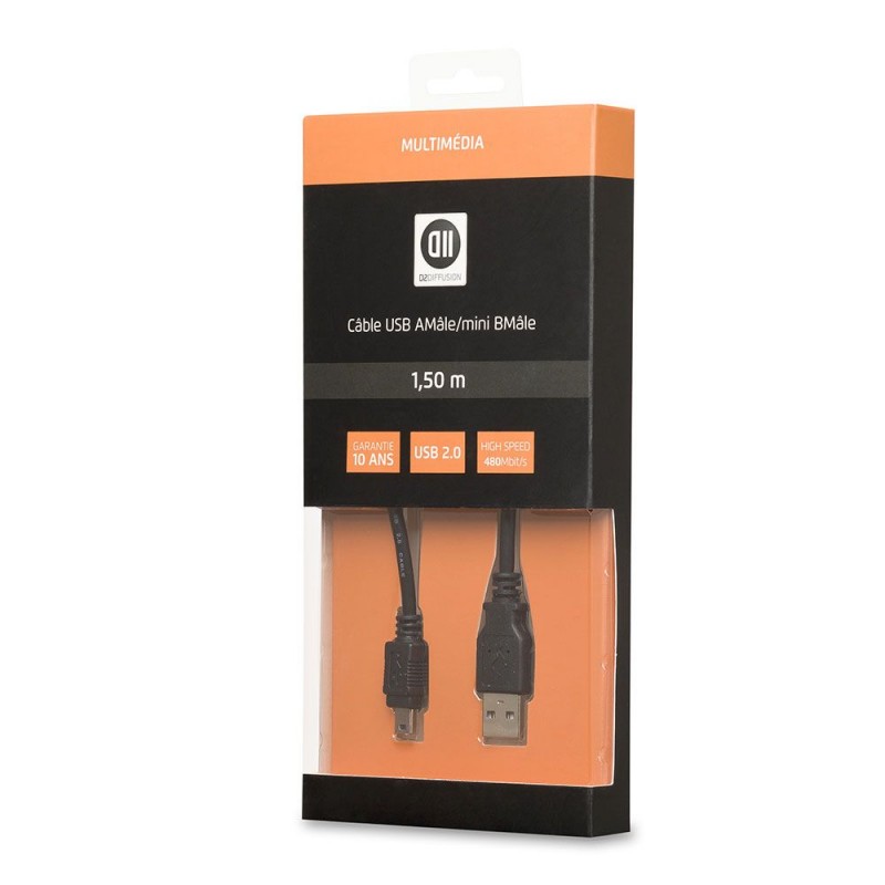 Câble USB 2.0 B mini male/A male 1.50m