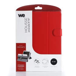 WE étui universel Rouge pour tablettes 9/11 Toucher doux Système de crochets