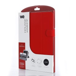 WE étui universel Rouge pour tablettes 9/11 Toucher doux Système de crochets