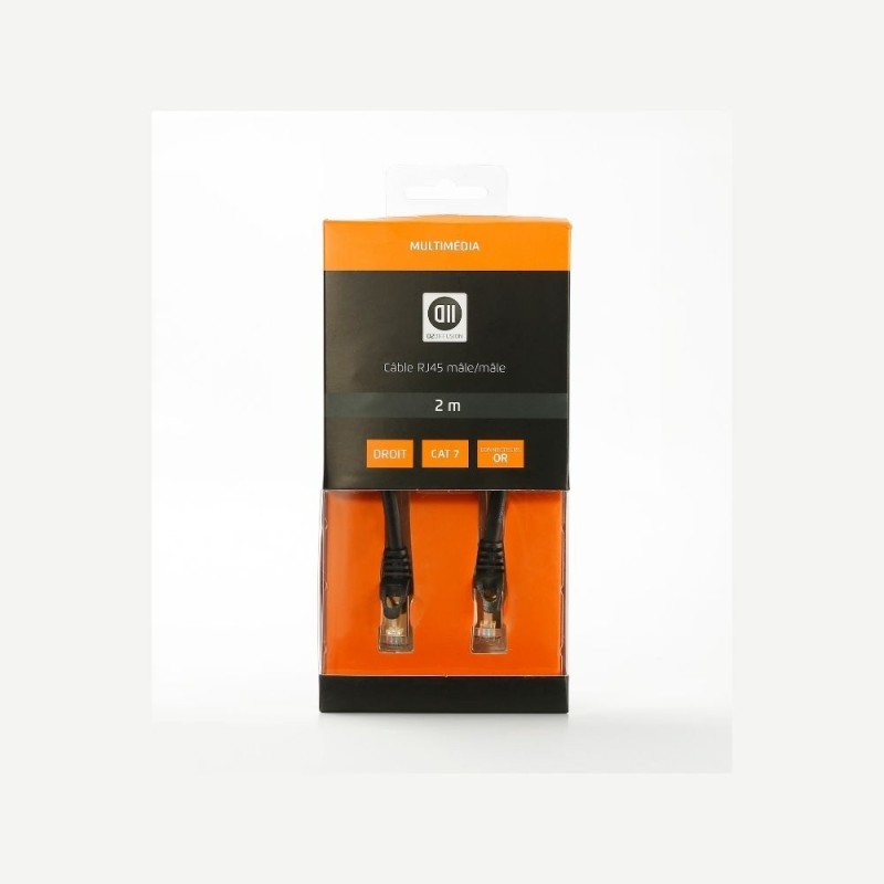 Câble RJ45 droit couleur noir - 2m S/STP Cat 7 avec snagless et connecteurs en or