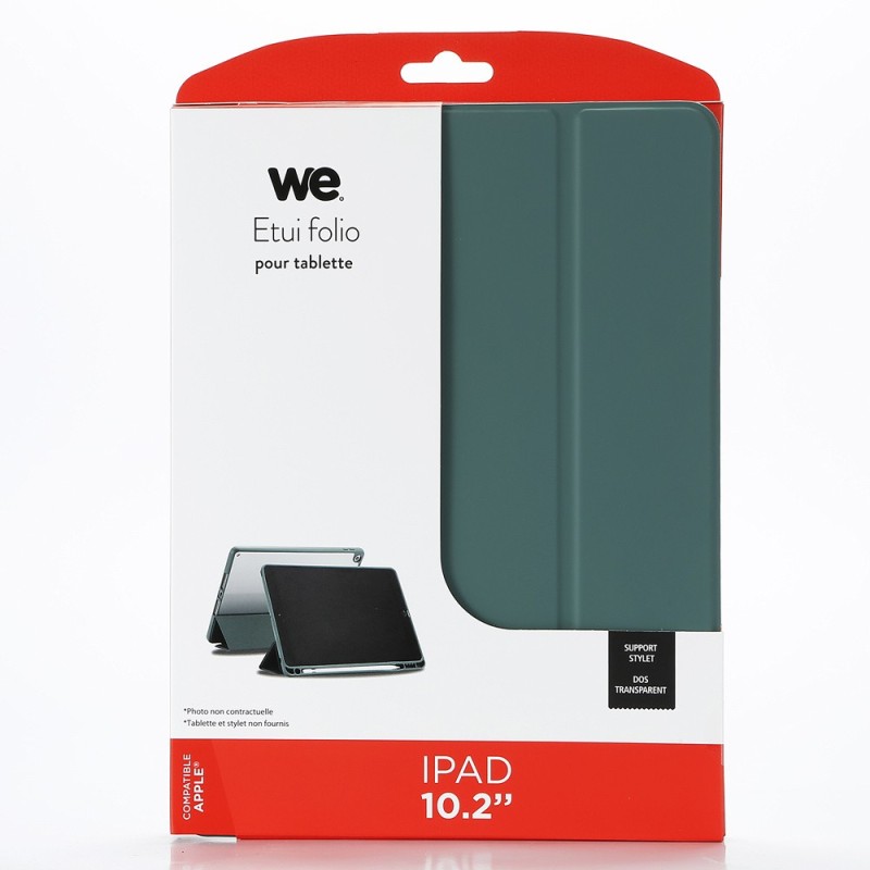 Etui folio WE pour tablette iPad 10.2 - Coloris vert sapin - Fonction support -