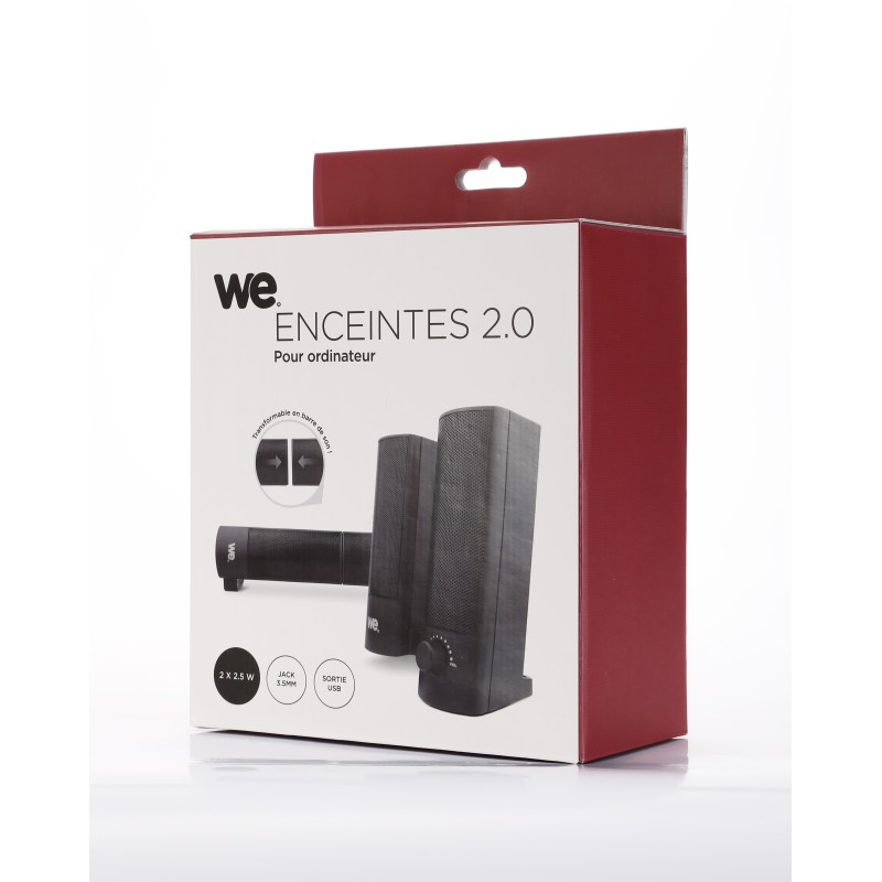 Enceinte PC WE 2.0 Jack stéréo 3.5mm - 2 x 2.5W Enceinte PC WE 2.0 Jack stéréo 3.5mm - 2 x 2.5W