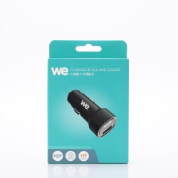 Chargeur allume-cigare WE - 1 port USB-A et 1 port USB-C - 60W max - Noir