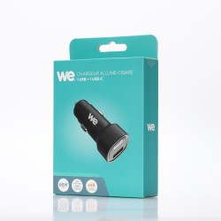Chargeur allume-cigare WE - 1 port USB-A et 1 port USB-C - 60W max - Noir