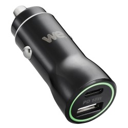 Chargeur allume-cigare WE - 1 USB-A + 1 USB-C - Noir