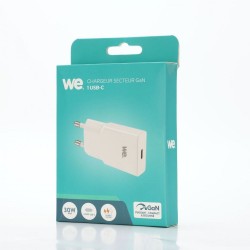Chargeur secteur WE GaN 1 port USB-C - Format super slim - 30W - PPS - Blanc