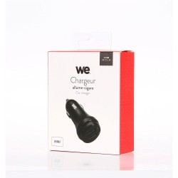 Chargeur allume-cigare WE - 2 ports USB - Noir