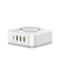 Chargeur secteur WE - 3 Port USB A + 1 Port USB-C + 1 socle charge sans-fil
