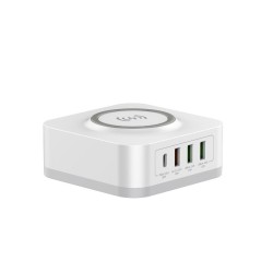 Chargeur secteur WE - 3 Port USB A + 1 Port USB-C + 1 socle charge sans-fil