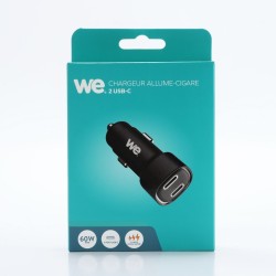 Chargeur allume-cigare WE - 2 ports USB-C - 60W max - Protocole PPS - Noir