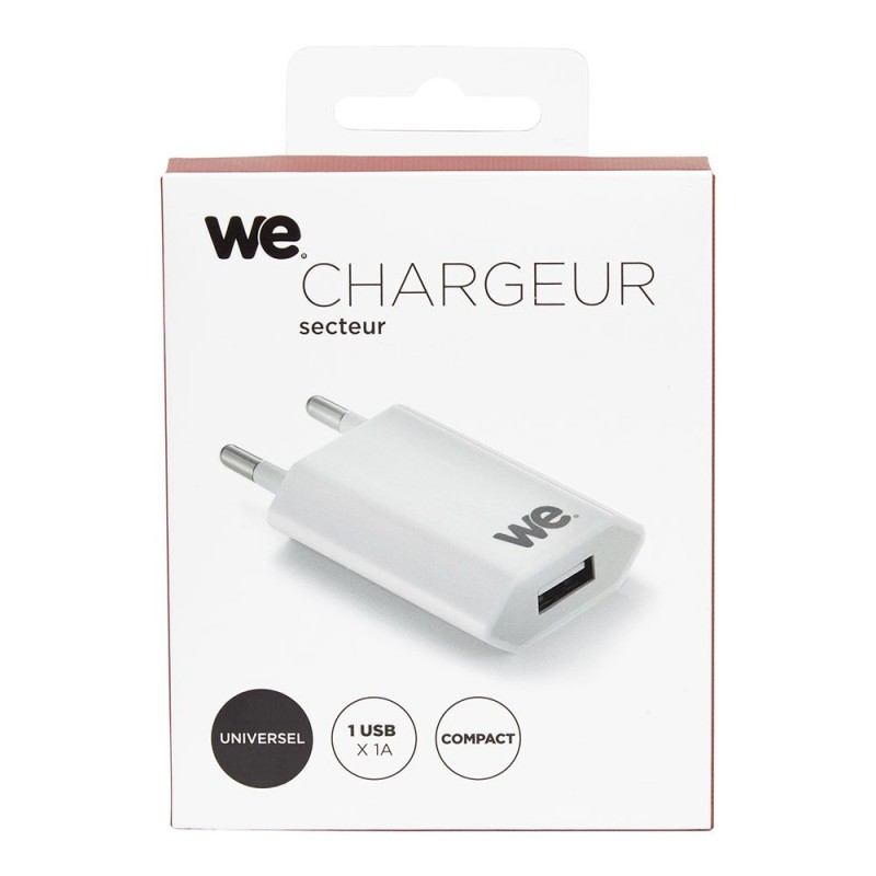 Chargeur secteur WE - 1 USB A - 5W max - Blanc