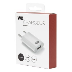 Chargeur secteur WE - 1 USB A - 5W max - Blanc