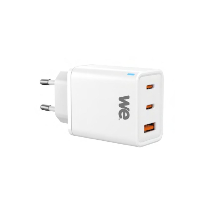 Chargeur secteur WE GaN - 2 ports USB-C + 1 port USB A - 65W - Blanc