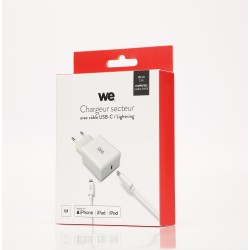 Bundle WE - Chargeur Secteur + Câble Chargeur : Câble USB-C/Lightning - 20W