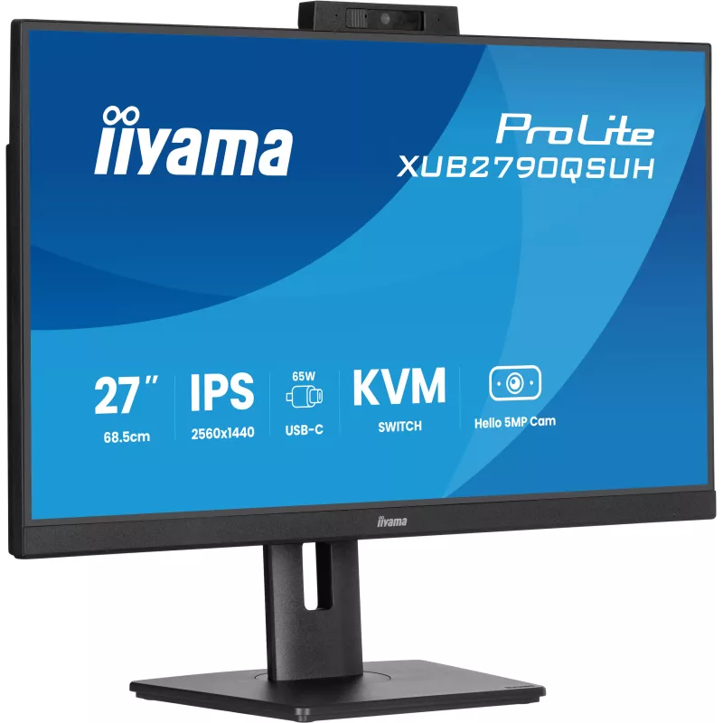 iiyama ProLite XUB2790QSUH-B2 27" QHD IPS 100Hz, Caméra Windows Hello, USB‑C