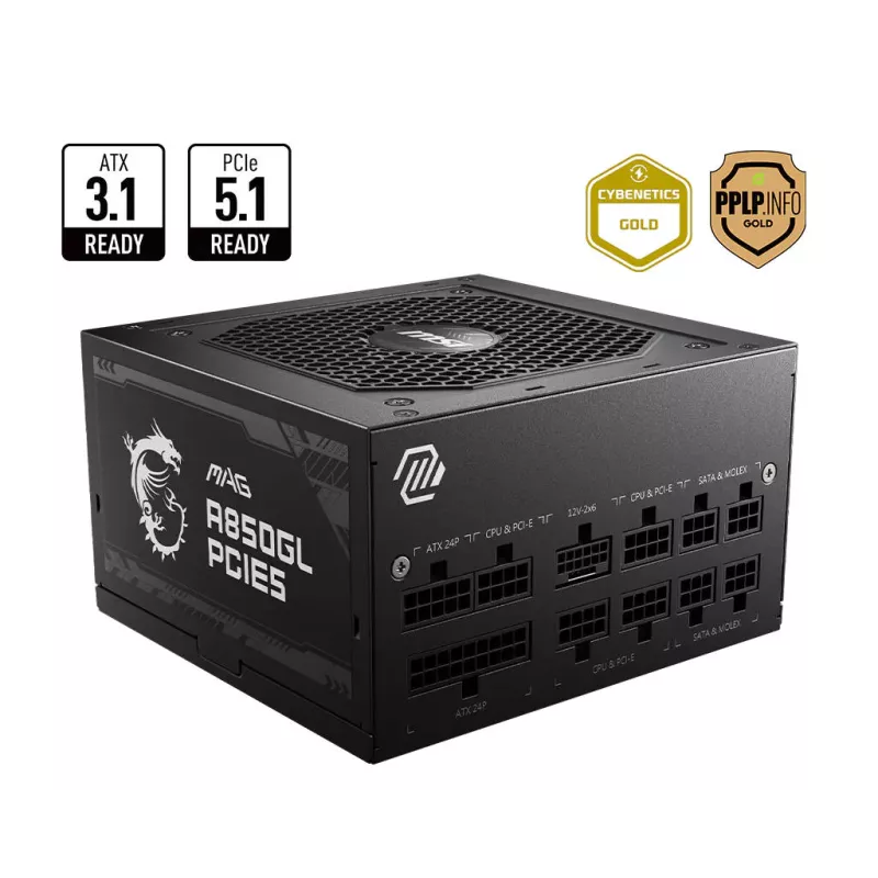 Alimentation MSI MAG A850GL PCIE5 850W 80 PLUS Gold