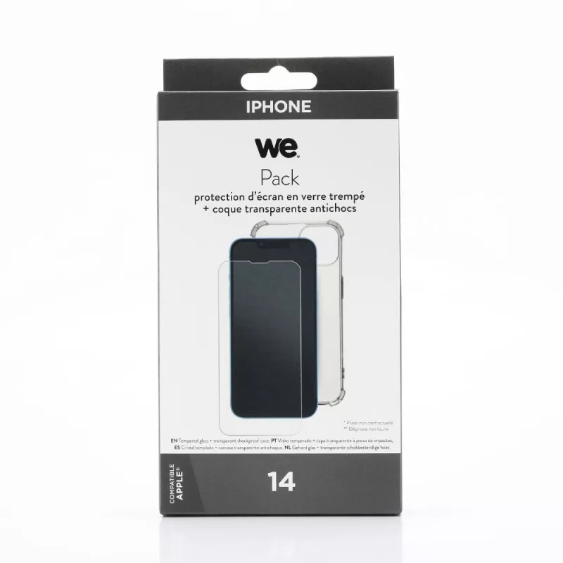 Pack WEBUNDLETPUI14 verre trempé + coque iPhone14