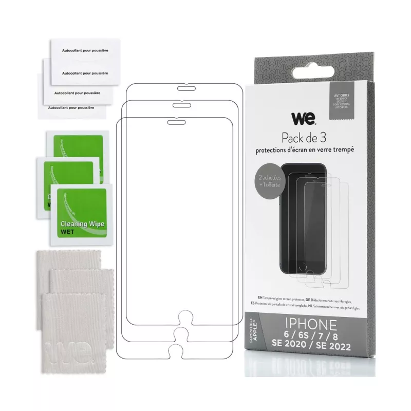Verre trempé WE WEBUNDLEVTISE22 x3 iPhone 7/8/SE