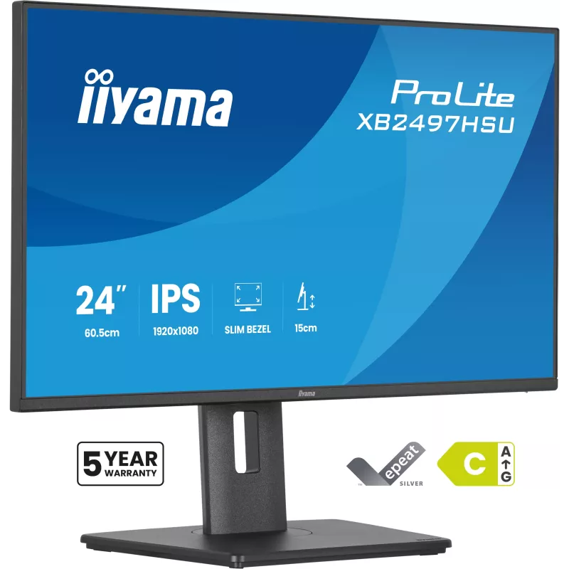 Ecran IIYAMA 24'' Ultra mince Noir IPS 1920x1080 16:9 120Hz 4ms 350cd/m  HDMI DP